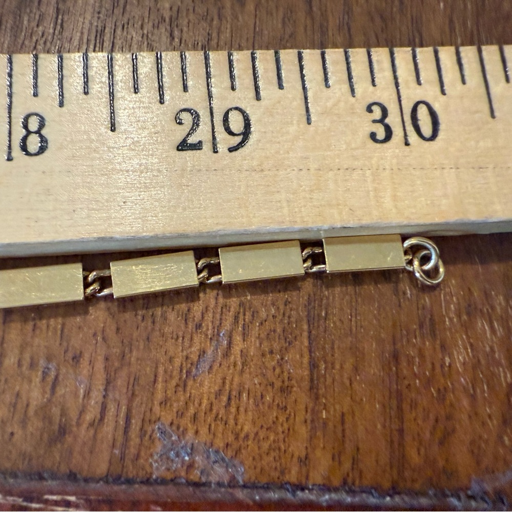 Vintage Monet PAT.PEND Gold box‎ link chain geometric Necklace 30” - Picture 11 of 15
